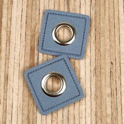 2 Kunstleder-Patches viereckig mit 8mm Ösen – Bild 3
