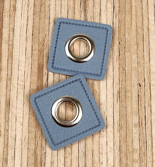 2 Kunstleder-Patches viereckig mit 8mm Ösen