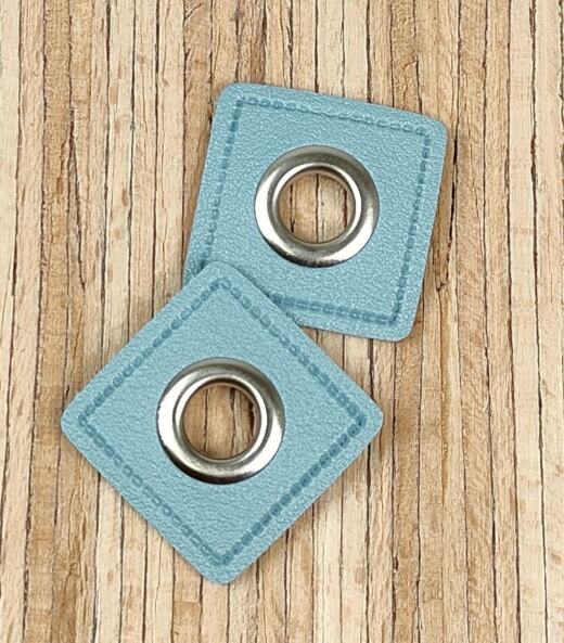 2 Kunstleder-Patches viereckig mit 8mm Ösen