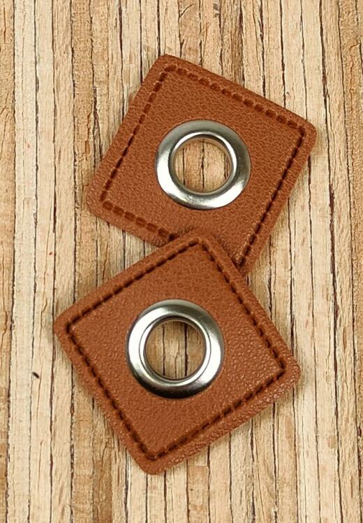 2 Kunstleder-Patches viereckig mit 8mm Ösen