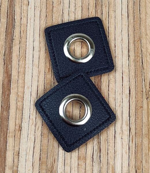 2 Kunstleder-Patches viereckig mit 8mm Ösen