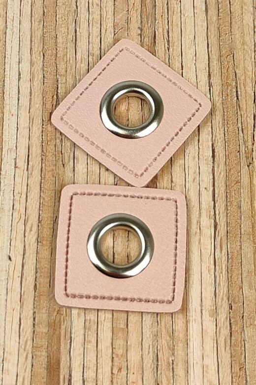 2 Kunstleder-Patches viereckig mit 8mm Ösen