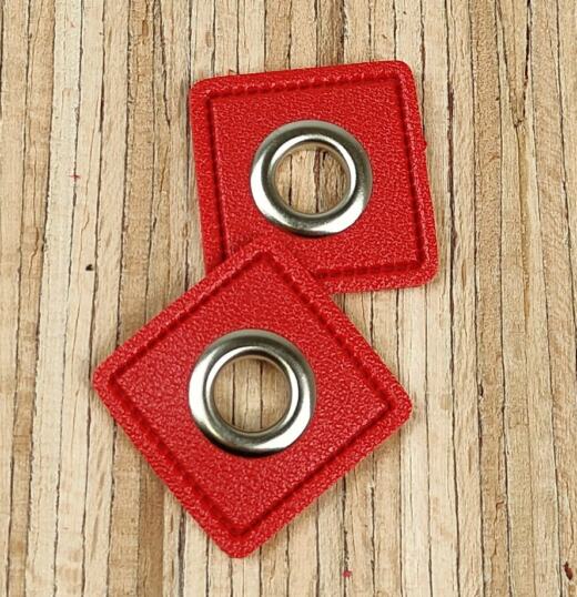 2 Kunstleder-Patches viereckig mit 8mm Ösen