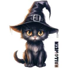 Bügelbild L18 - Tigerlilly EP - Halloween Katze (ca. 13 x 18cm)