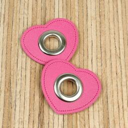 2 Kunstleder-Patches Herz mit 10mm Ösen – Bild 3