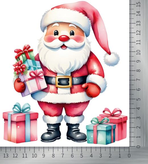 DTF Bügelbild H19 - Tigerlilly EP - Weihnachtsmann mit Geschenken (ca. 15,5 x 13,5cm)