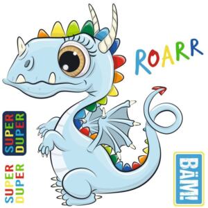 DTF Bügelbild M6 - Drache ROAR neutral (ca. 18,5 x 19,5cm)