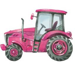 DTF Bügelbilder G7 - Tigerlilly EP - kleiner Traktor - pink (ca. 7,5 x 10,5cm)