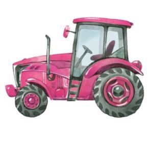 DTF Bügelbilder G7 - kleiner Traktor - pink (ca. 7,5 x 10,5cm)