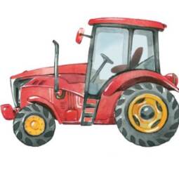 DTF Bügelbilder G9 - Tigerlilly EP - kleiner Traktor - rot (ca. 7,5 x 10,5cm)
