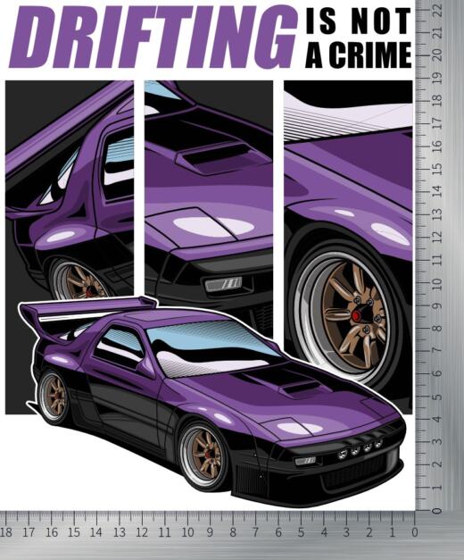 DTF Bügelbild N4 - Drifting is not a crime (ca. 22,3 x 18 cm)