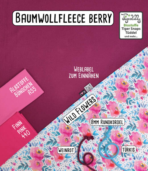 Bio Baumwollfleece - Tigerlilly Basic - berry