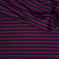 Wolle/Seide Biojersey - Ringel berry/navy (Made in Germany)