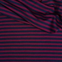 Wolle/Seide Biojersey - Ringel berry/navy (Made in Germany)