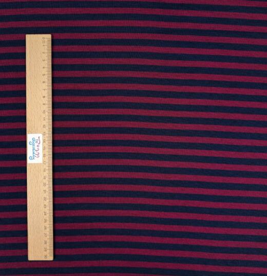 Wolle/Seide Biojersey - Ringel berry/navy
