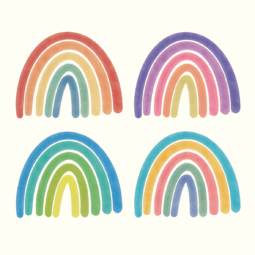 DTF Bügelbilder N6 - Tigerlilly EP - Mini Regenbogen Set (je ca. 4,2 x 3,4cm)