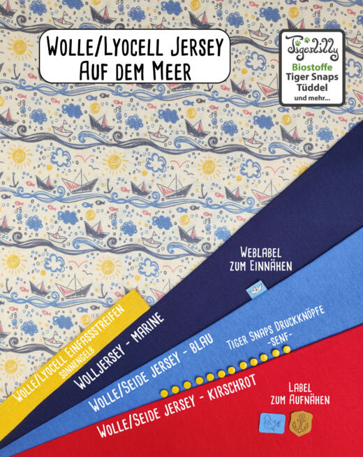 Wolle/Lyocell Biojersey - Auf dem Meer blau