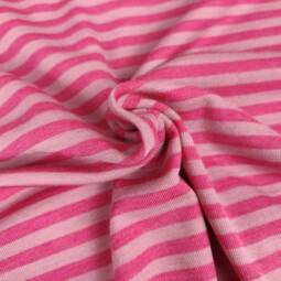 Wolle/Seide Biojersey – Ringel himbeerpink/altrosa
