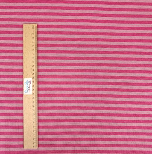 Wolle/Seide Biojersey – Ringel himbeerpink/altrosa
