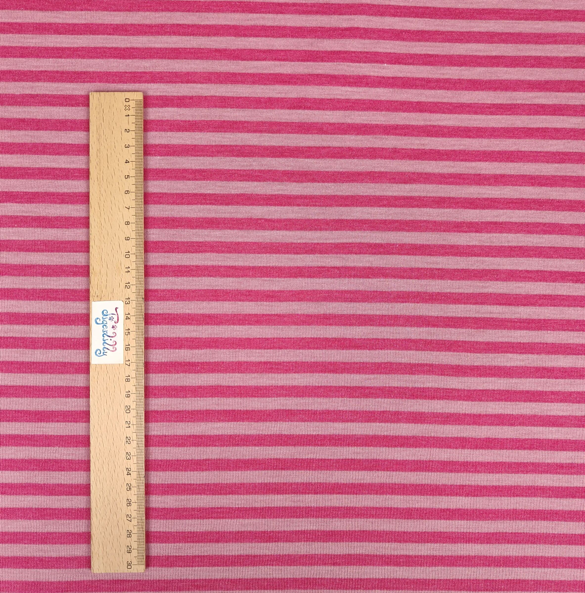 Wolle/Seide Biojersey – Ringel himbeerpink/altrosa – Bild 2
