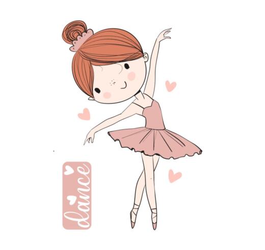 DTF Bügelbild D14 - Ballerina im rosa Tutu (ca. 15 x 10,5cm)