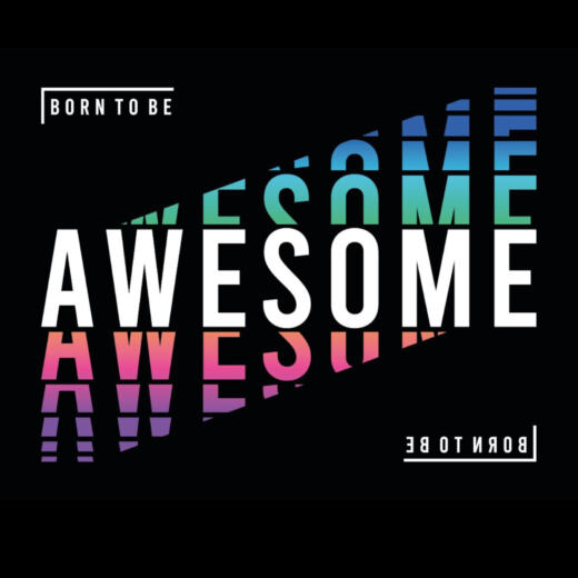 DTF Bügelbild F13 - "BORN TO BE AWESOME" (ca. 21 x 27,5cm)