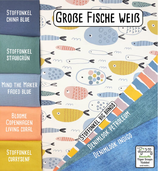 Biojersey - Tigerlilly - große Fische weiß