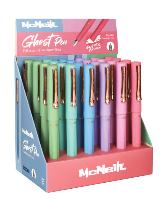 McNeill Ghost Pen - Füller mit radierbarer Tinte - Matte Farben (Regenbogenfeder)