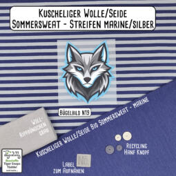 Kuscheliger Wolle/Seide Bio Sommersweat - Streifen marine/silber – Bild 4