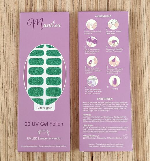 UV Gel Folien - Manilou - Glitzer grün