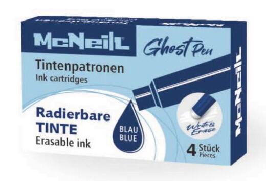 4er Pack McNeill Tintenpatronen (radierbare Tinte) - blau
