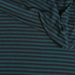 Wolle/Seide Biojersey - Ringel petrolgrün/navy (Made in Germany)