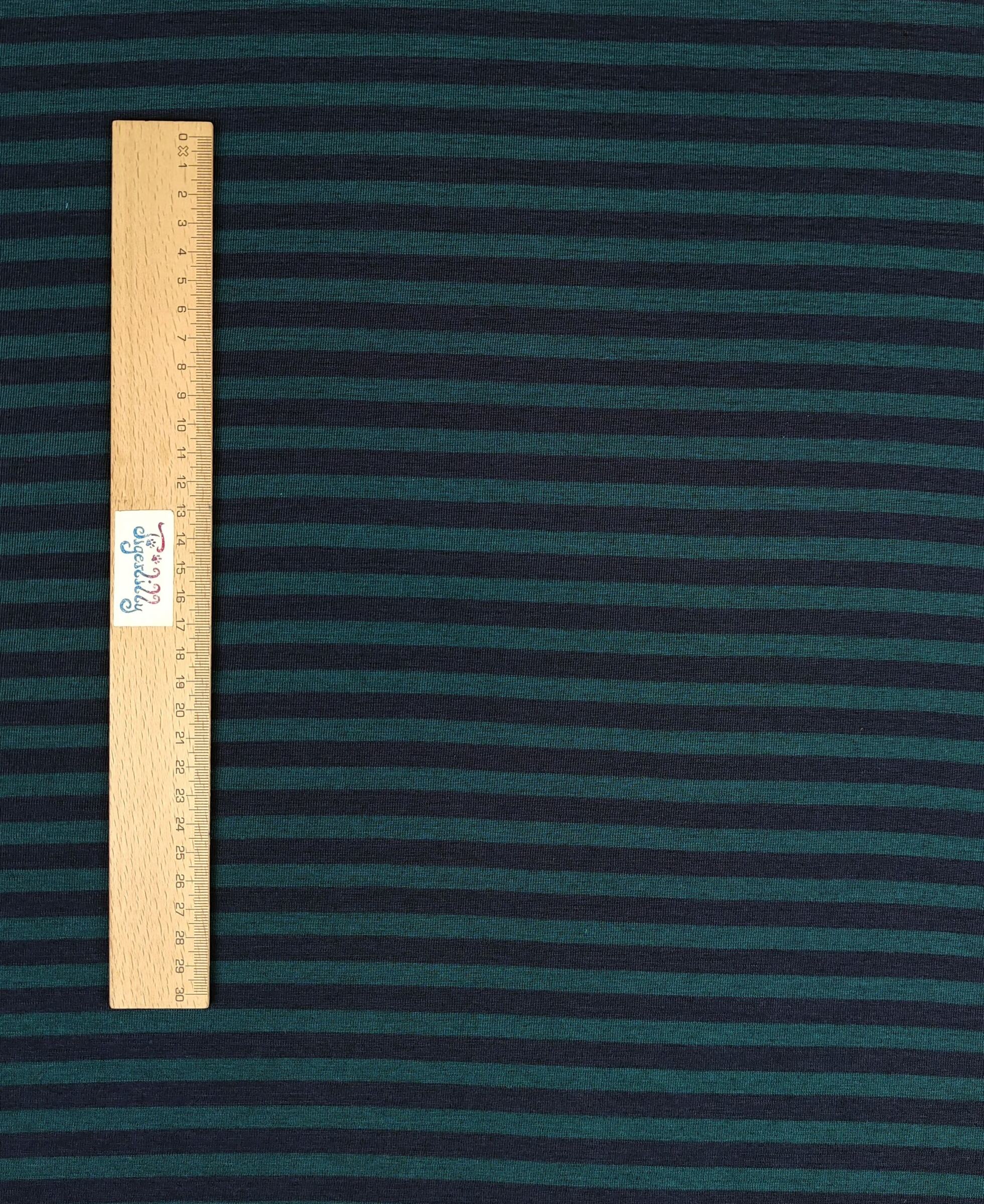 Wolle/Seide Biojersey - Ringel petrolgrün/navy – Bild 3