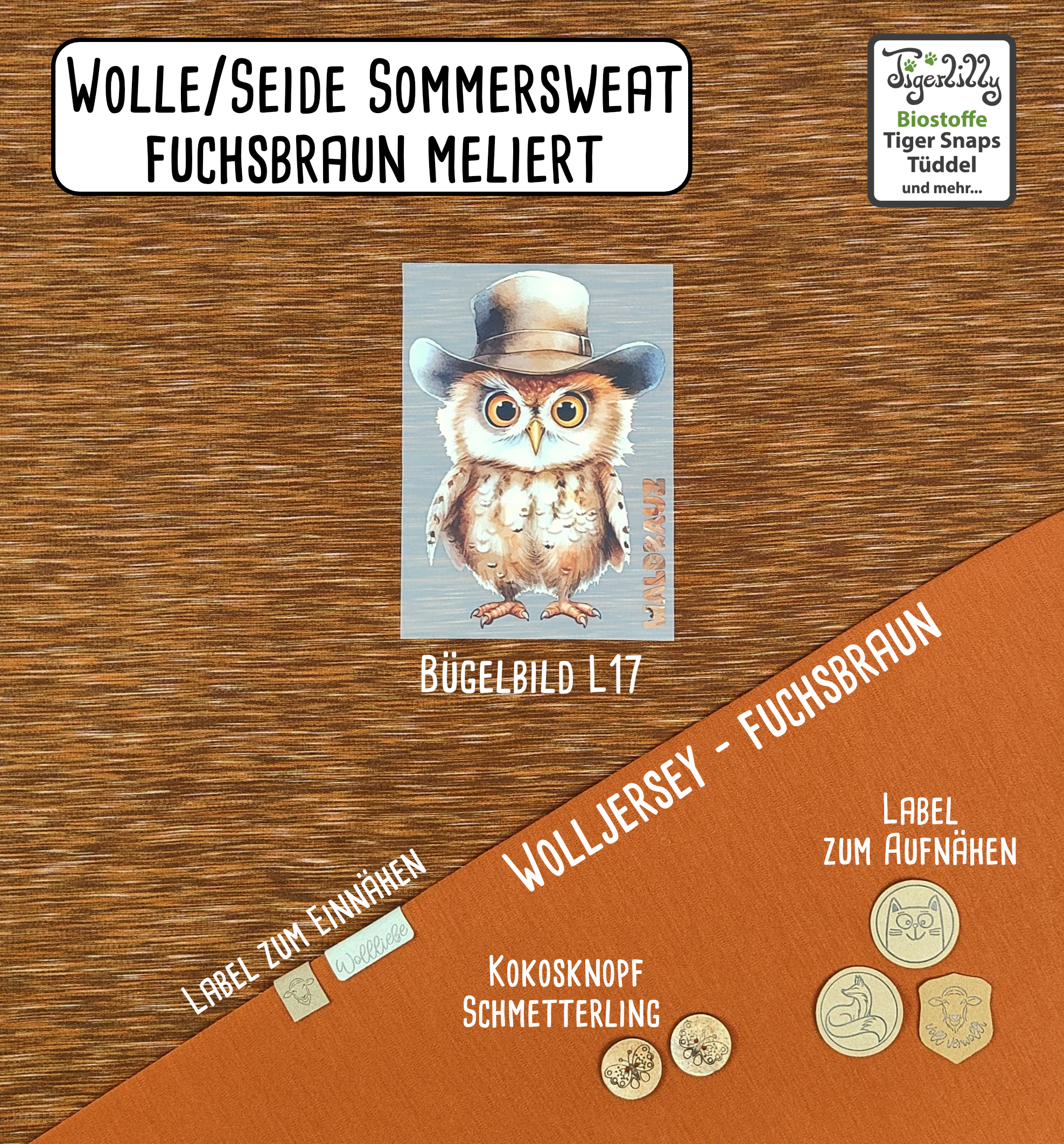 Wolle braun meliert und Waldkauz Wolle braun meliert und Waldkauz