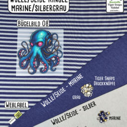 Wolle/Seide Biojersey - Ringel marine/silbergrau – Bild 3