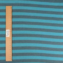 Wolle/Seide Biojersey - Streifen steinblau/lagune – Bild 2