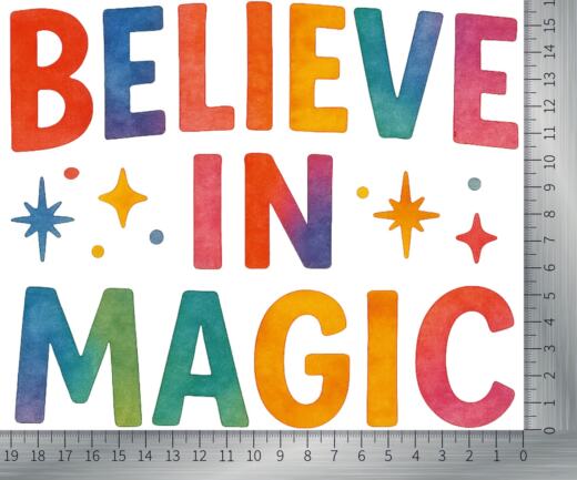 DTF Bügelbild N13 - "BELIEVE IN MAGIC" (ca. 19 x 15,8cm)