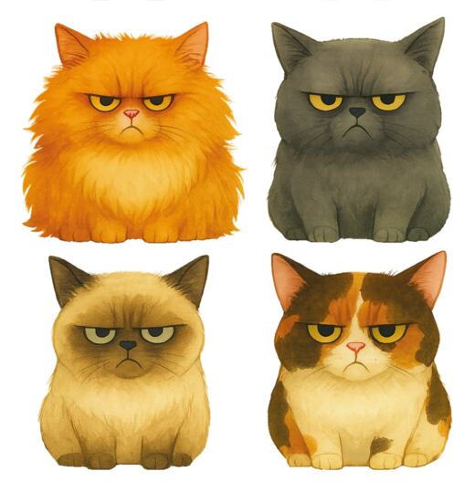 DTF Bügelbilder N12 - Grumpy cats