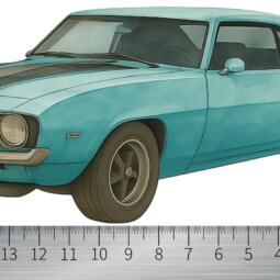 Bügelbild N10 - muscle car türkis (ca. 18,5 x 7,3cm) – Bild 2