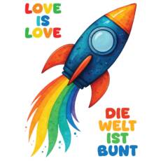 Bügelbild H18 - Tigerlilly EP - Regenbogenrakete (ca. 14 x 19cm)
