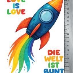 DTF Bügelbild H18 - Regenbogenrakete (ca. 14 x 19cm) – Bild 2