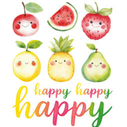 DTF Bügelbild N16 - Tigerlilly EP - happy Fruits (ca. 19 x 24cm)