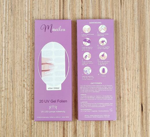 UV Gel Folien - Manilou - silber Glitzer