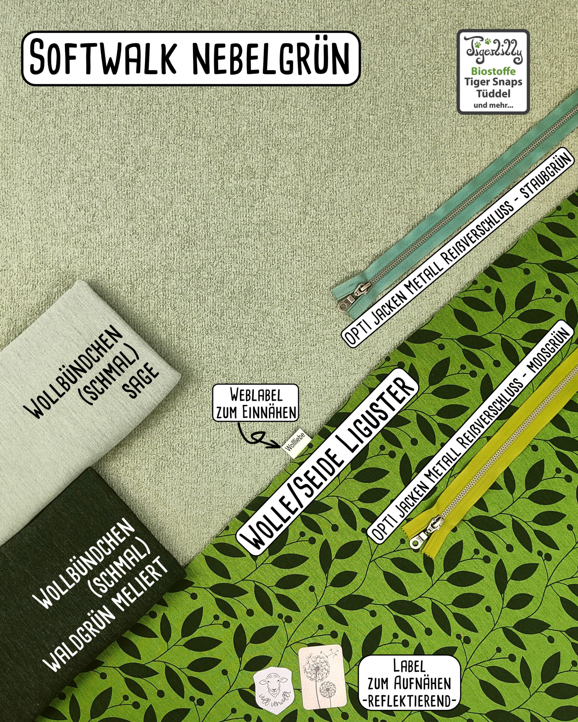 Softwal nebelgrün und wolle seide liguster