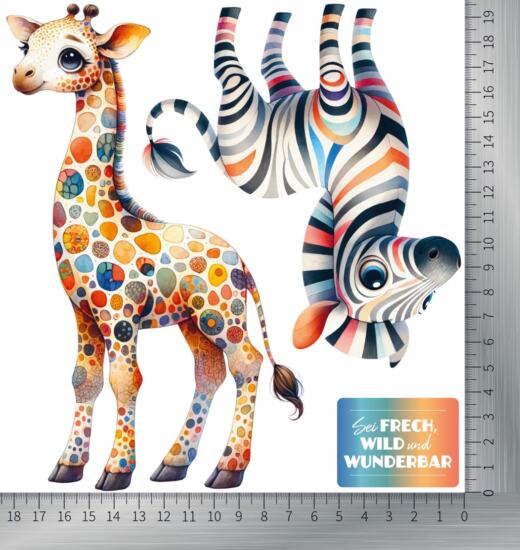 DTF Bügelbild N20 - frech wild wunderbar Giraffe und Zebra