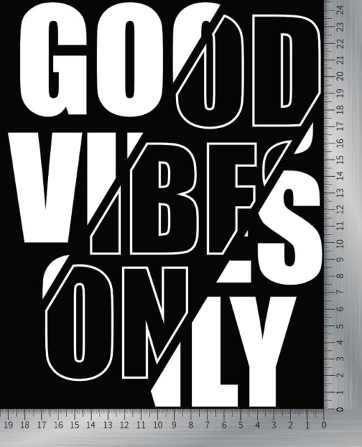DTF Bügelbild O5 - Good Vibes Only - weiß (ca. 19 x 24,5 cm)