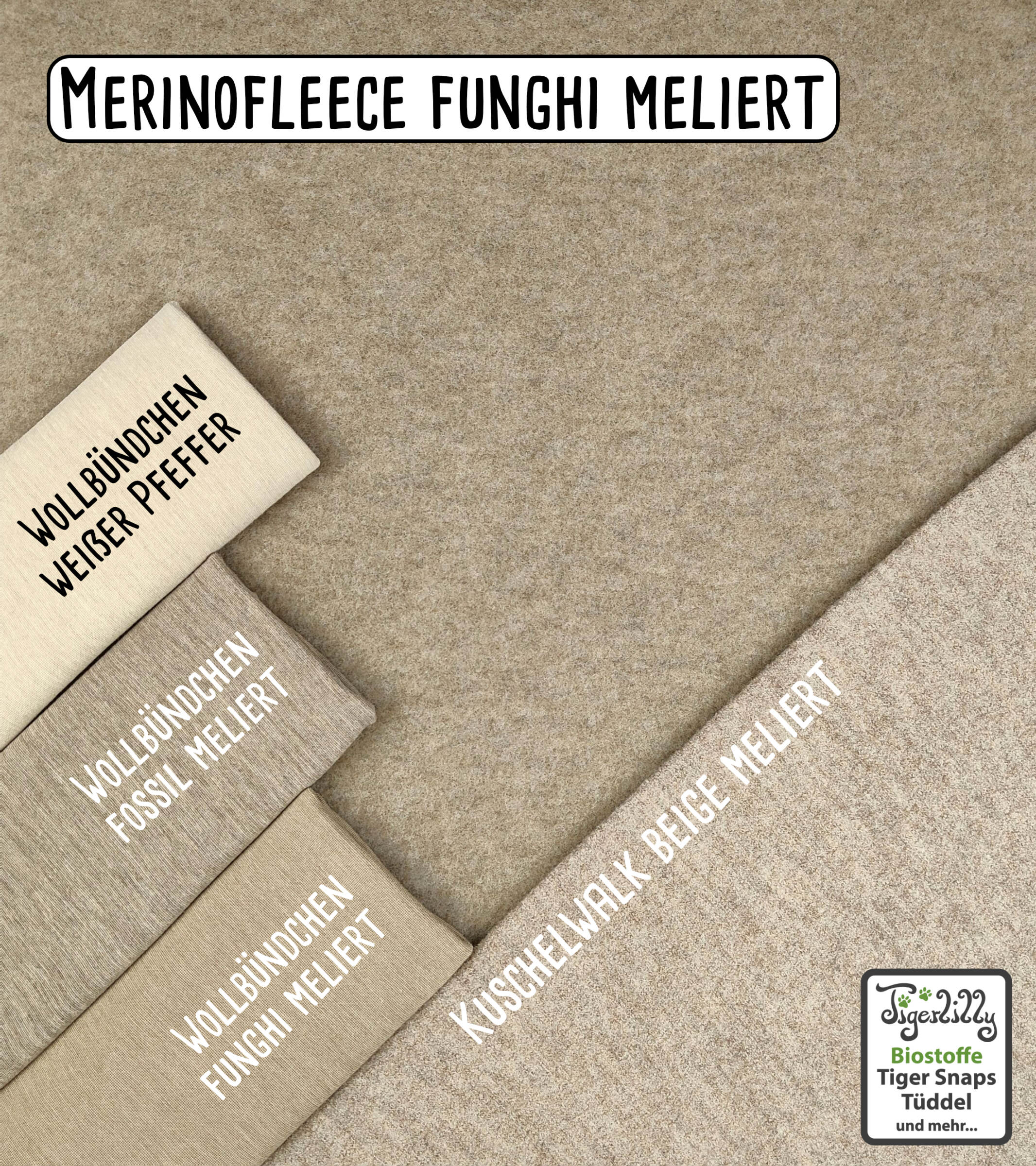 Merinofleece funghi meliert mit Bündchen und Kuschelwalk