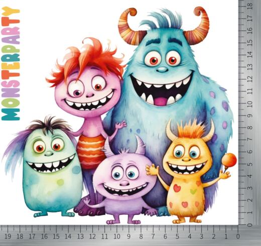 DTF Bügelbild O1 - Monsterparty (ca. 19,5 x 18cm)