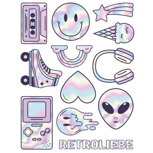 DTF Bügelbilder N18 - hololook Retroliebe Set