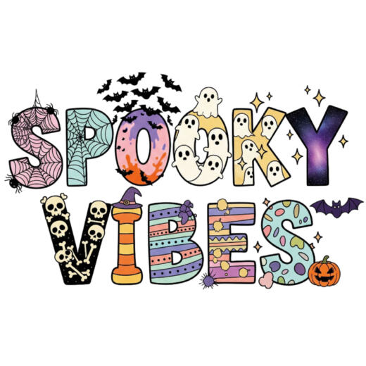 DTF Bügelbild O2 - Spooky Vibes (ca. 19 x 11,5cm)